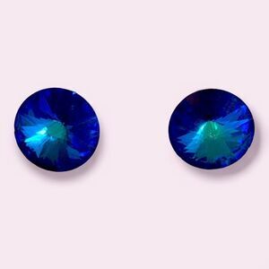 Swarovski ab blue rivoli stud earrings 10 mm pierced